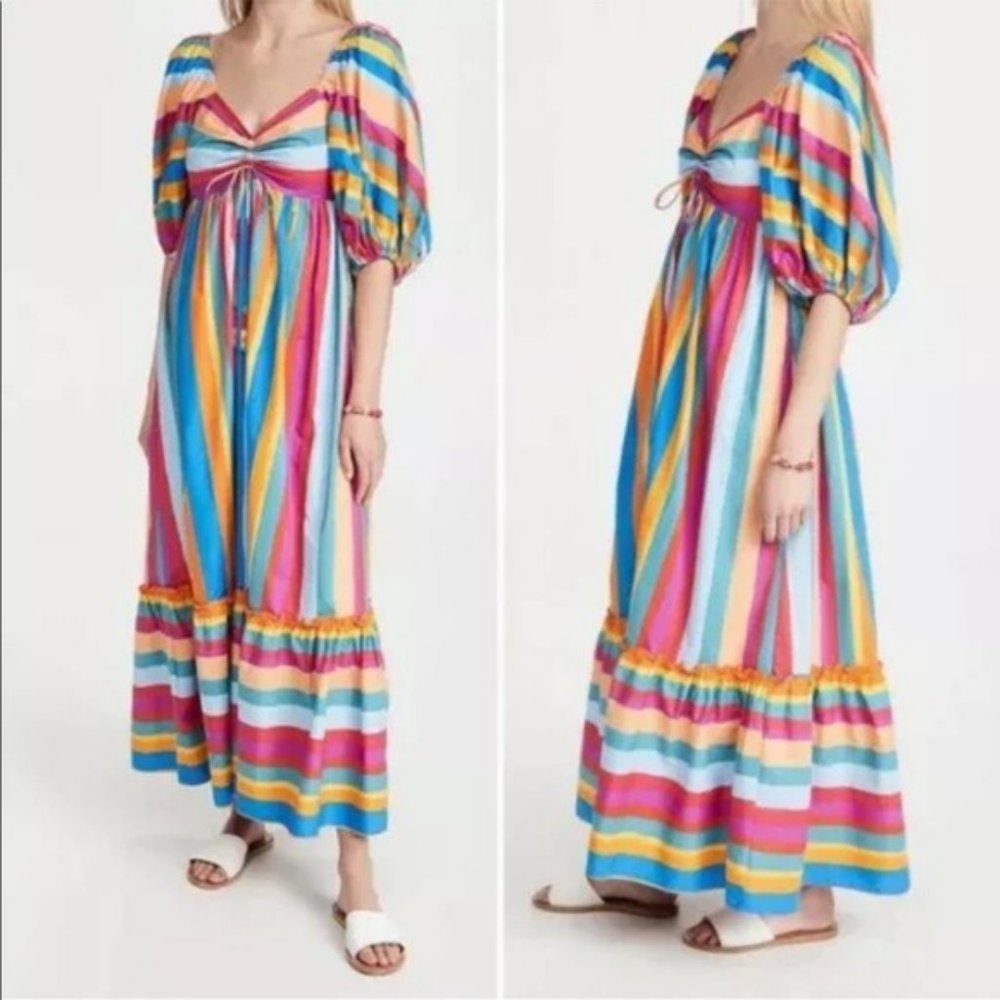 FARM Rio Multicolor Striped Maxi Dress - Pink, Blue, Yellow, Orange, Green